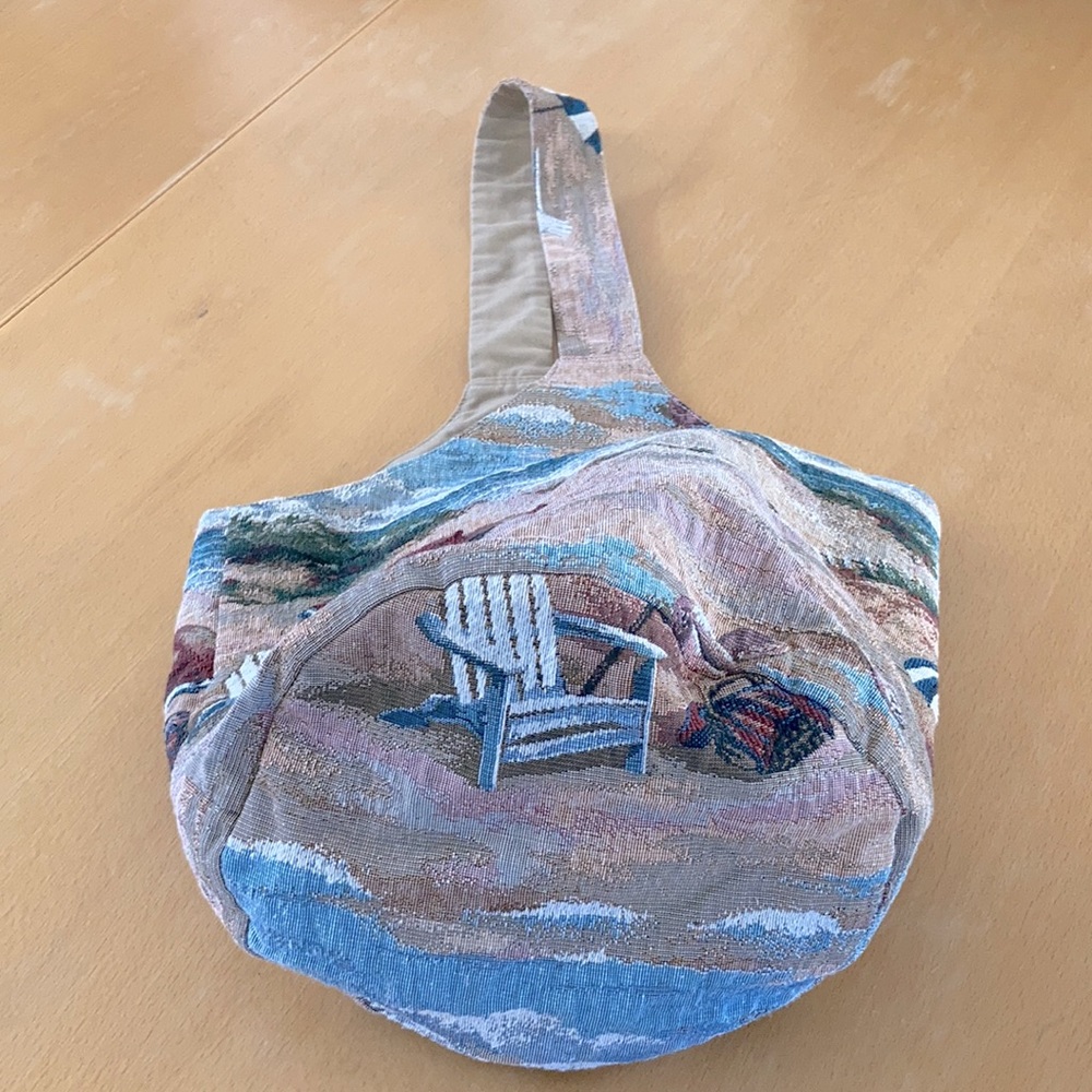 Cloth (faux needle point) Bucket Beach Bag